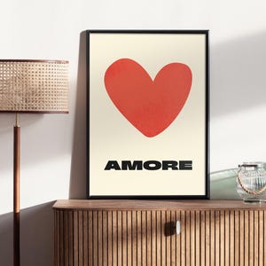 Amore, Love Poster, Valentines Day Print, Typography, Minimalist, Wall Art, Quote Poster, Romance, Anniversary Gift, Aestethic Wall Decor