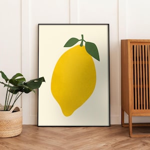 Lemon Print, Fruit Market Print, Citrus Fruit Art, Lemon Illustration, Printable Kitchen ArtTrendy Wall Art, Digital Download, Home Decor