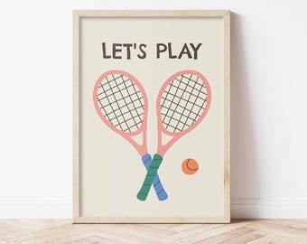 Tennis Poster: Crossed Rackets Minimalist Sports Print (Digital Download)