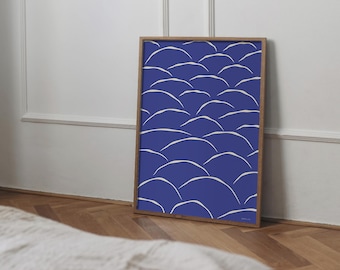 Blue Abstract Wave Print: Modern Coastal Wall Art (Digital Download)