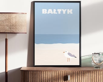 Polish Wall Art Baltyk Gift, Polish Souvenir Art Poster, Poland Travel Poster, Housewarming Gift, Polish Landmark, Polish Lover, Beach Print