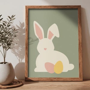 Art mural lapin de Pâques Impressions de Pâques Art de Pâques minimaliste Animal drôle affiche de printemps Oeufs de Pâques pépinière chambre d&#39;enfants téléchargement immédiat