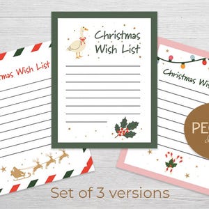 Lista de deseos navideños imprimible, Carta a Papá Noel imprimible, IMPRIMIBLES PARA FIESTAS, Plantilla de carta navideña, Descarga instantánea, Navidad para niños