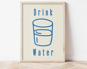 Drink Water Poster: Minimalist Hydration Reminder (Digital Download)
