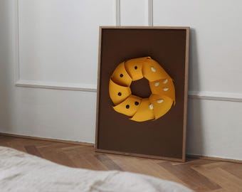 Krakauer Brezel (Obwarzanek Krakowski) – Kunstdruck auf Papier, Polnisches Poster, Reisesouvenir, Sofort-Download