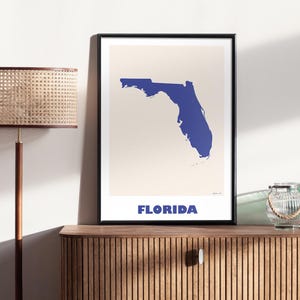 Florida kaart poster, Florida afdrukbare kaart kunst aan de muur, Miami, Tampa, VS, Amerikaans, minimalistische print, reisposter, digitale download