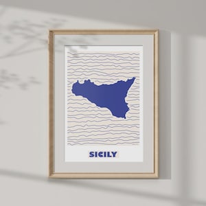 Sizilien Karte Poster, Sizilien Karte, Wandkunst, minimalistischer Druck, Sizilien Poster, Italien, Reiseposter, Dekoration, digitaler Download