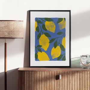 Lemons Print, Fruit Market Print, Citrus Fruit Art, Lemon Illustration, Printable Kitchen ArtTrendy Wall Art, Digital Download, Home Decor