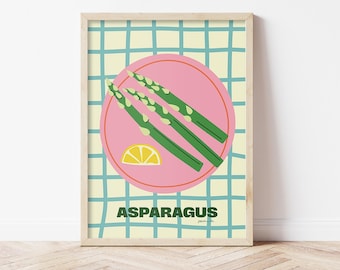 Asparagus Kitchen Wall Art - Minimalist Vegetable Poster, Spring Vegetable Illustration