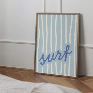 Surfprint, Hawaiiaanse esthetische muurkunst, zee, minimalistische print, vakantie, zomer, reisposter, digitale download, housewarmingcadeau