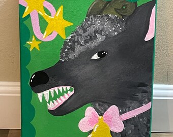 8 x 10 griezelig morute schilderij schapenwolf