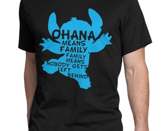 Lilo och Stitch Ohana betyder familj t-shirt, herr- och damstorlekar