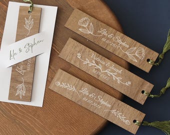 Marcadores de livros personalizados para casamento, presentes de madeira, marcadores de livros com citações, lembrancinhas para festa de casamento (atacado)