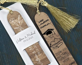 Marcadores de livros de madeira personalizados, lembrancinhas de casamento, lembrancinhas rústicas para casamento, estampa de flores silvestres, presentes para chá de panela.