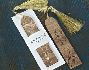 Personalized Wooden Bookmark Wedding Favors: Engraved Keepsake