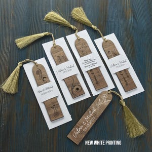 Set di segnalibri in legno personalizzati per matrimoni - decorazioni per invitati - segnalibri all'ingrosso - segnalibri in legno personalizzati con nappe per matrimoni