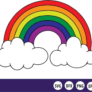 Regenboog met wolken - digitale download - svg, eps, dxf, png