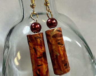 Brown Earrings - One of a Kind - Artisan - Paper Bead
