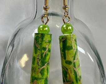 Green Earrings - Handmade - One of a Kind - Artisan
