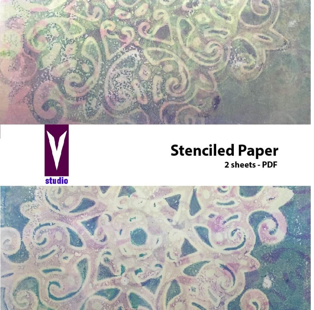 Printable Digital Papers Stenciled Gelli Prints Etsy