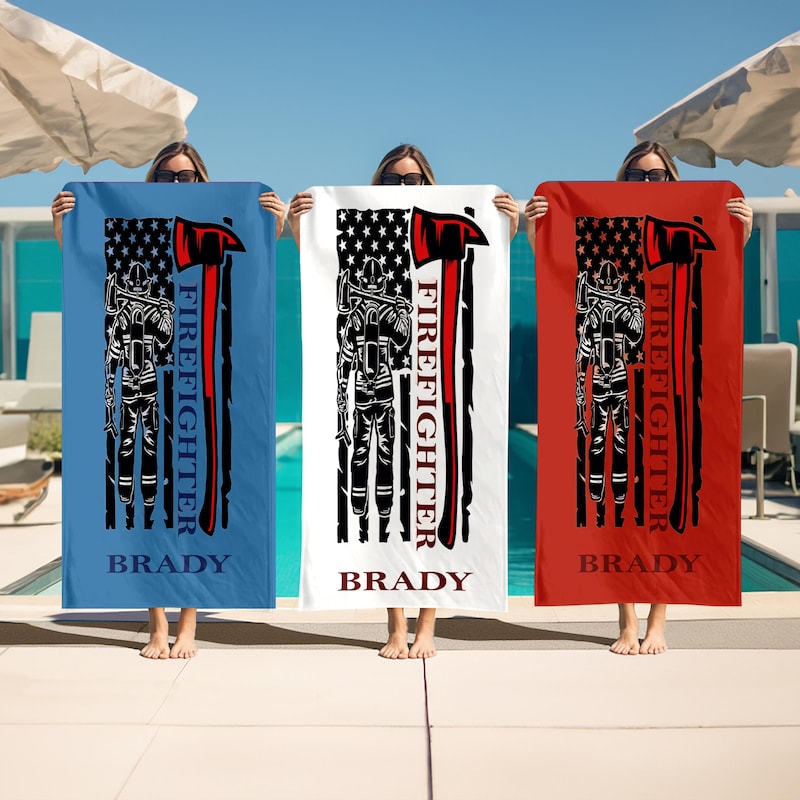 🎁BUY 2 FREE SHIPPING🎁Fire Department Gifts, Custom Firefighter Towel, Personalized Fire Academy Graduation Gift for Him Her, Fireman Gift