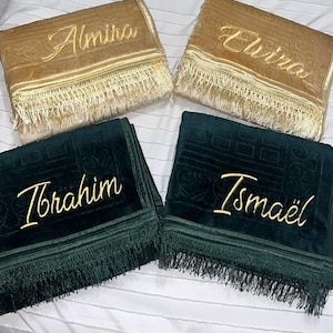 Coffret cadeau Tapis de prière velours brodé épais personnalisé en broderie