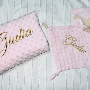 Couverture plaid doudou brodé bébé personnalisé broderie coffret cadeau naissance