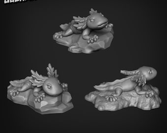 Miniaturas de ajolote impresas en 3D: piezas de base, Goon Master Games