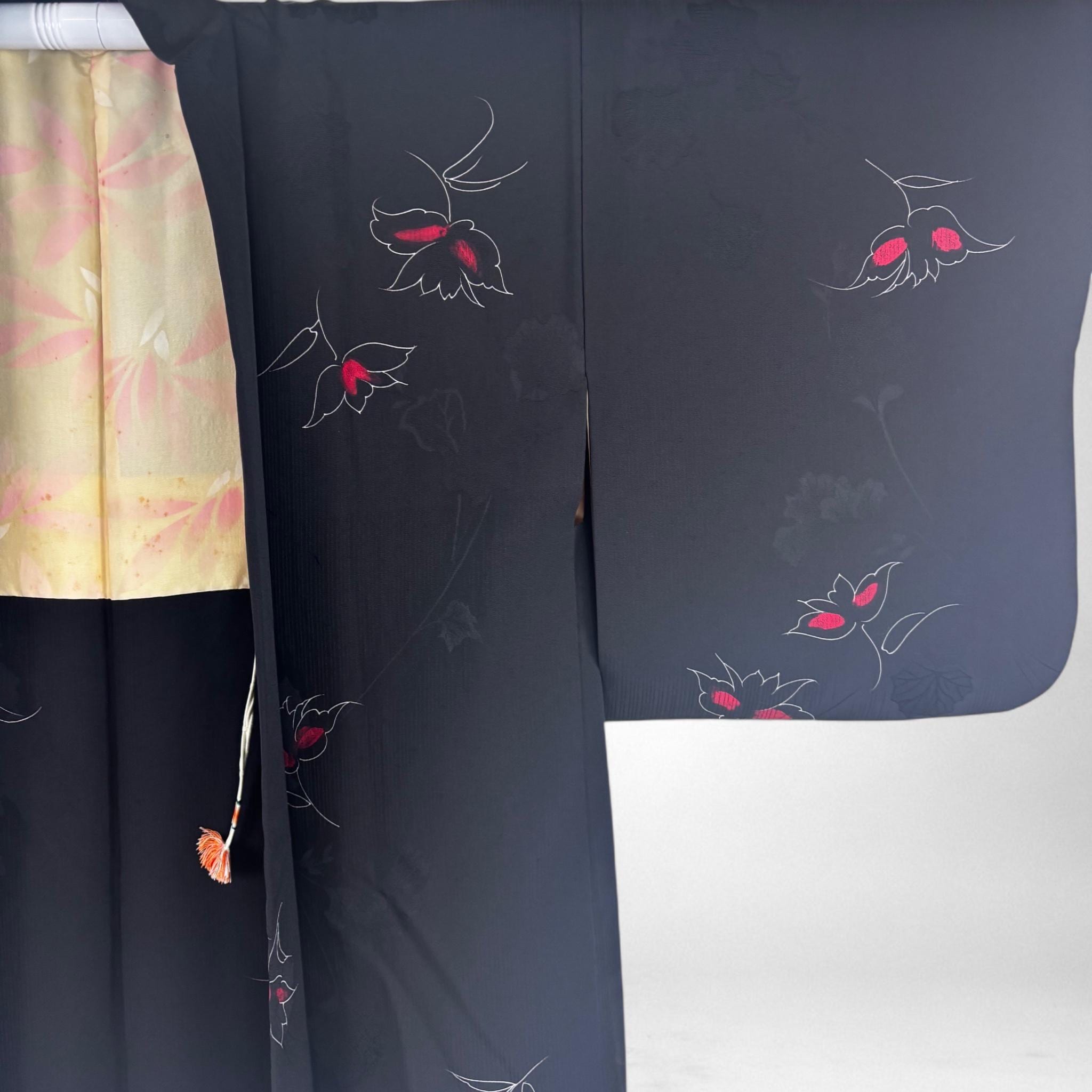 Japanese Vintage Kimono Jacket,black Haori With Vibrant Designs
