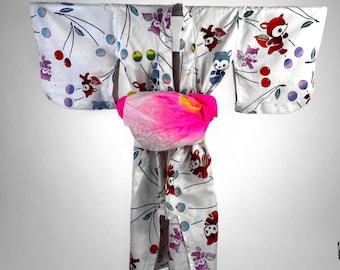 狐面着物、花柄浴衣、カスタムサイズ - Etsy 日本