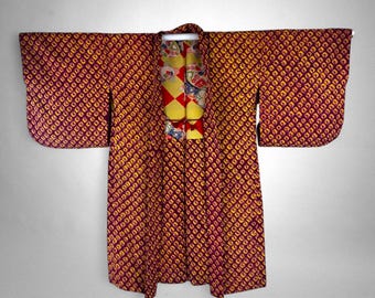 Vintage Japanese Kimono Haori, Elegant Silk Jacket, Made in Japan, Authentique Veste Japonaise en Soie, Cadeau Femme, H2168A
