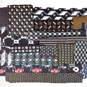 20-Piece Japanese Kasuri Fabric Scrap Set – Indigo Boro Strips & Patches, Tissu Japonais, Japanische Stoffreste, Vintage Kofu S2179A