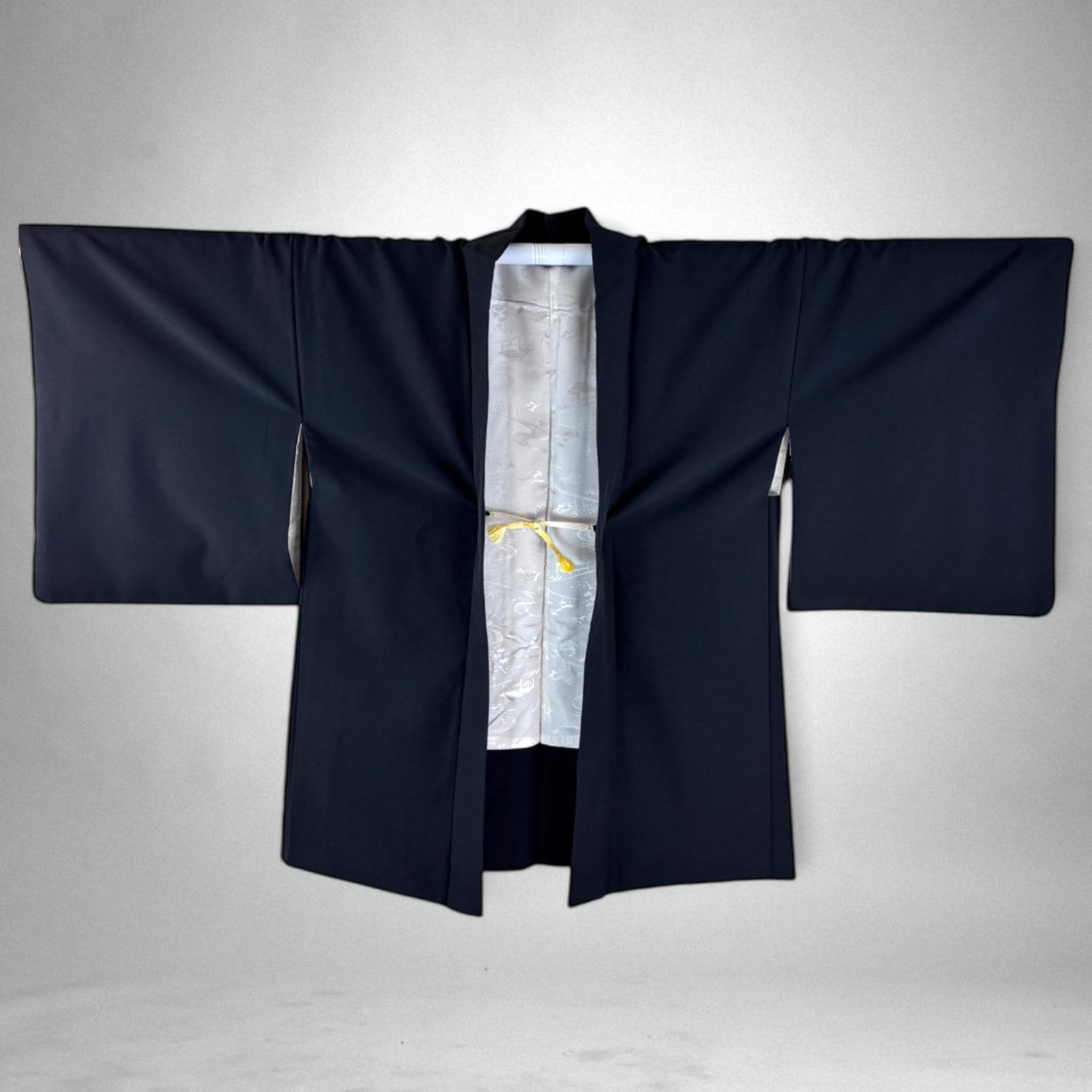 Japanese Kimono Haori Jacket, Black Haori With Vibrant