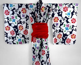 狐面着物、花柄浴衣、カスタムサイズ - Etsy 日本