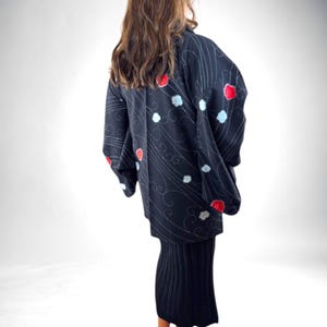 Japanese Vintage Kimono Haori, Beautiful Vintage Robe, Elegant Kimono Jacket, Gift For Her, Authentic Japanese Kimono, Made In Japan, #H025