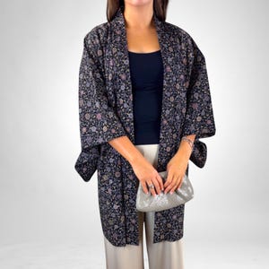 Japanese Vintage Kimono Haori, Beautiful Vintage Robe, Elegant Kimono Jacket, Gift For Her, Authentic Japanese Kimono, Made In Japan, #H002