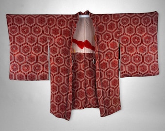 Vintage Japanese Kimono Haori, Elegant Silk Jacket, Made in Japan, Authentique Veste Japonaise en Soie, Cadeau Femme, H2162A