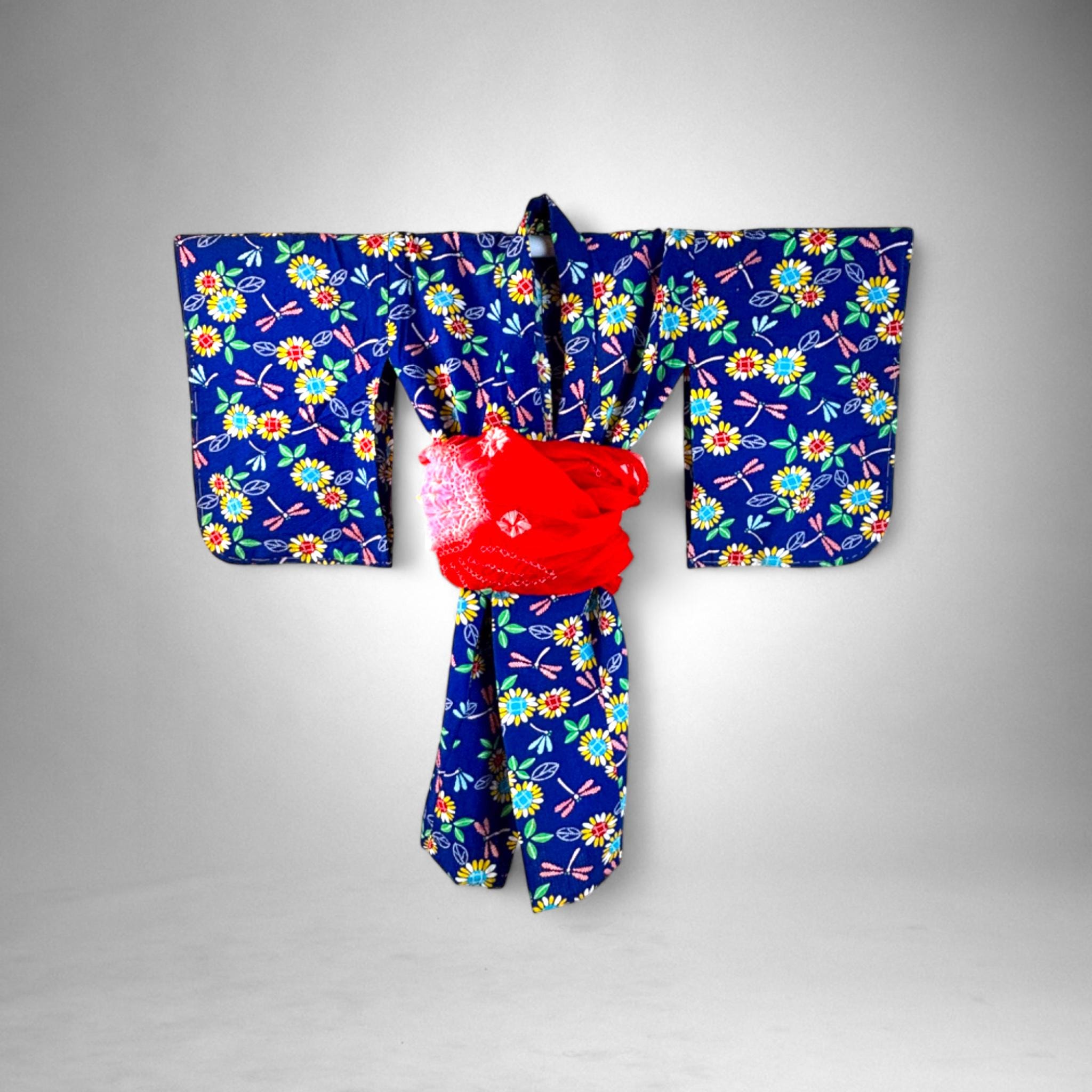 ビィンテージ子供着物 Kids' Vintage Japanese Kimono Yukata Set – Blue Kimono With