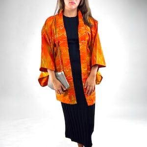 Japanese Vintage Kimono Haori, Beautiful Vintage Robe, Elegant Kimono Jacket, Gift For Her, Authentic Japanese Kimono, Made In Japan, #H030