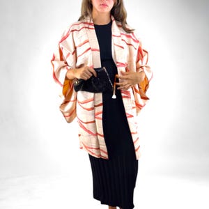 Japanese Vintage Kimono Haori, Beautiful Vintage Robe, Elegant Kimono Jacket, Gift For Her, Authentic Japanese Kimono, Made In Japan, #H018