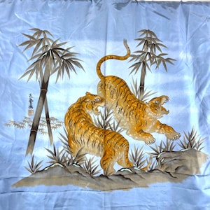 Japanese Vintage Kimono Long Juban with Tiger Motif, Lightweight Men's Long Juban with Tiger Motif, Made In Japan, MNJ2006