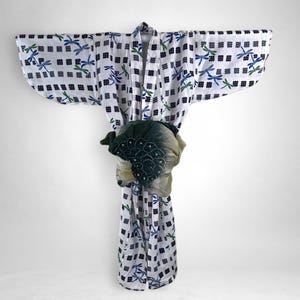 Kids Vintage Japanese Yukata, Yukata Japonaise Vintage Enfant, Dragon Fly , Obi Bleu, Made in Japan, CYB2041-A