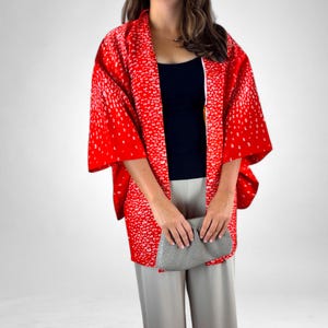 Japanese Vintage Kimono Haori, Beautiful Vintage Robe, Elegant Kimono Jacket, Gift For Her, Authentic Japanese Kimono, Made In Japan, #H001