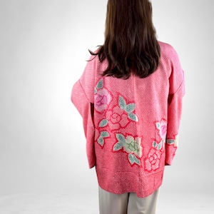 Japanese Vintage Kimono Haori, Beautiful Vintage Robe, Elegant Kimono Jacket, Gift For Her, Authentic Japanese Kimono, Made In Japan, #H014