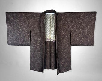 Vintage Japanese Kimono Haori, Elegant Silk Jacket, Made in Japan, Authentique Veste Japonaise en Soie, Cadeau Femme, H2165A