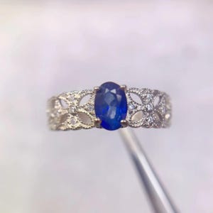 Natural Sapphire Ring - Sri Lanka Sapphire Ring - Ceylon Sapphire Ring - Sapphire Silver Ring - Genuine Sapphire - Septermber Birthstone