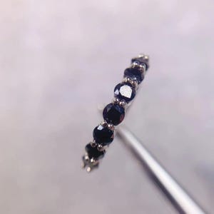 Black Moissanite Wedding Band: Sterling Silver Half-Eternity Ring