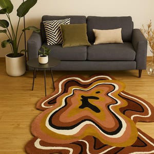 Hand-Tufted Wool Rug: Irregular Abstract Art, Modern Colorful Design