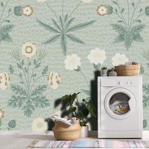 Papier peint à motifs floraux pour salle de lavage