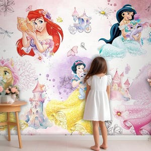 Carta da parati murale per cameretta dei bambini con principesse, per cameretta dei bambini